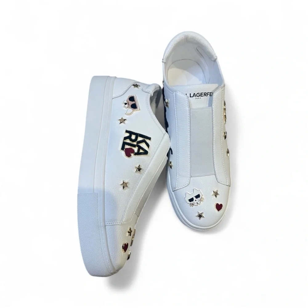 New Karl Lagerfeld Paris Caitie slip-on sneakers in bright‎ white